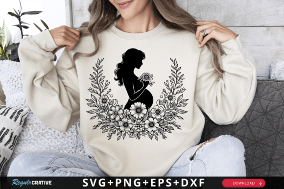Floral Pregnant Mom SVG Design