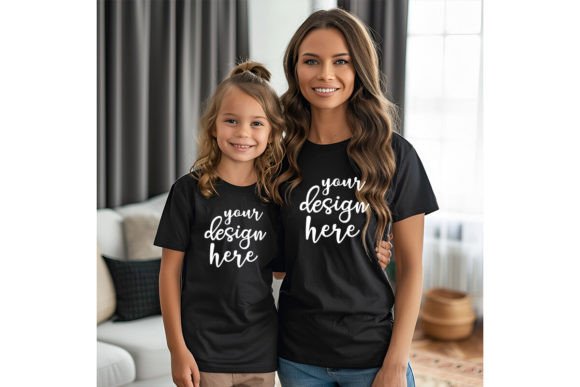 Mommy and Me Black T-shirt Mockup