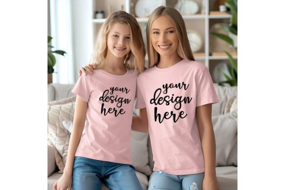 Mommy and Me Pink T-shirt Mockup