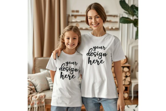 Mommy and Me White T-shirt Mockup